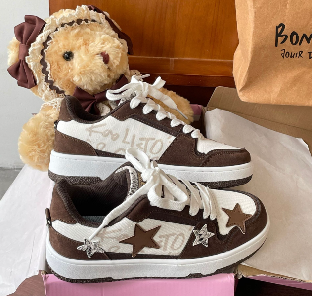 New ins port style niche trend sneakers retro Pentagram lovers versatile casual board shoes