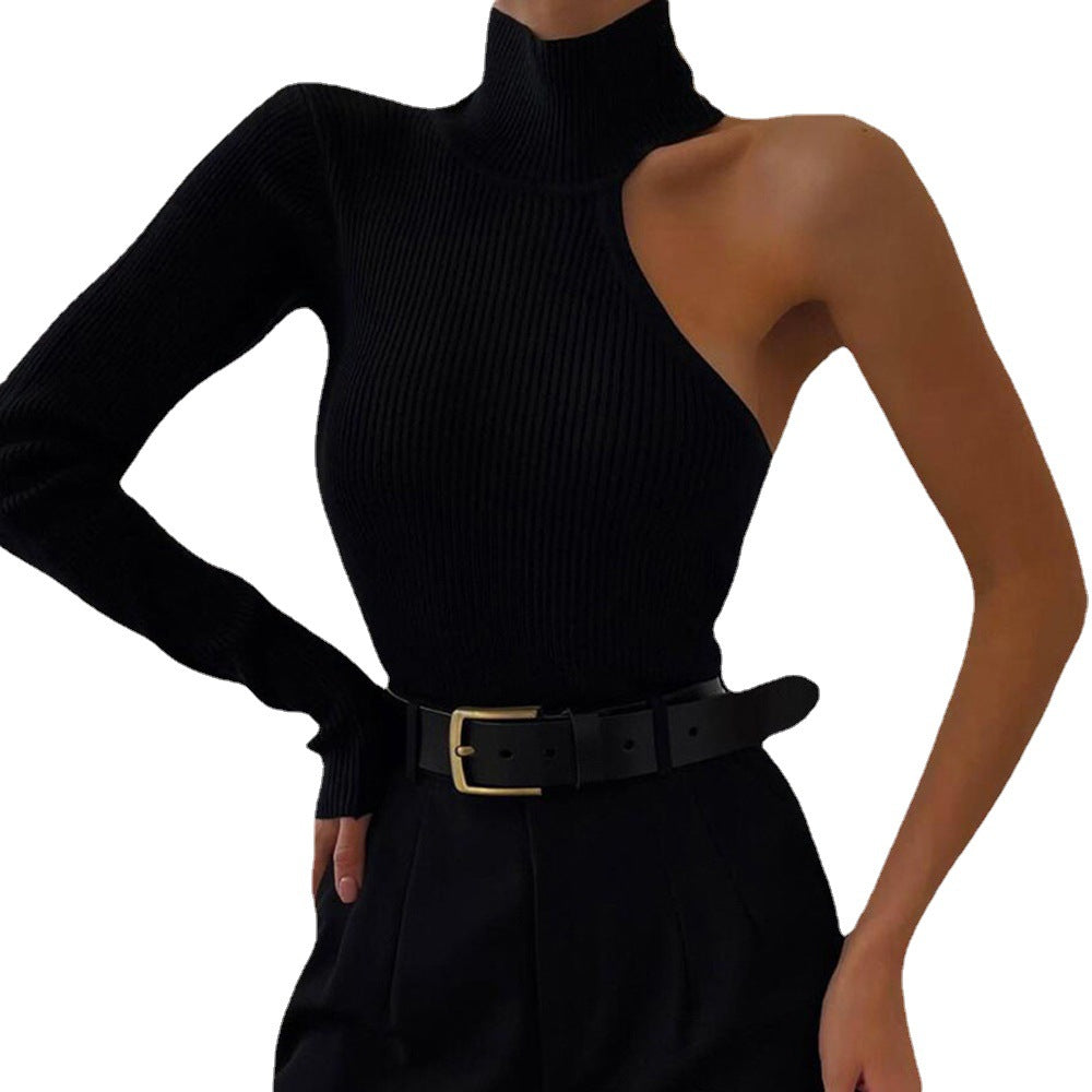 One-shoulder Long Sleeve Round Neck Fitted Women's Style Jumpsuit Sexy Fashion