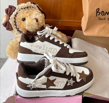 New ins port style niche trend sneakers retro Pentagram lovers versatile casual board shoes