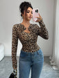 Asymmetric Hollow-out Metal Decorated Slim Fit Women's Autumn Top