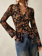 New printed shirt for women, slim fit and retro style commuting and vacation top
