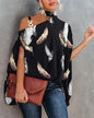 Summer Strapless Batwing Sleeve Printed Shirt Women's Blouse Lady Top