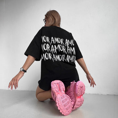 Causal Short Sleeve T-Shirt for WomenStyle Printed Round Neck Tee Simple and Versatile Fashion Brand Length Top