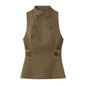 Street button sleeveless top for women's clothing
