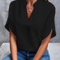 Casual Solid Color V-Neck Loose Shirt Top for Women