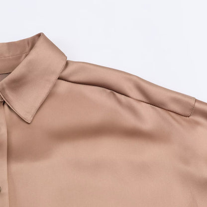 Casual silk textured off shoulder sleeve shirt