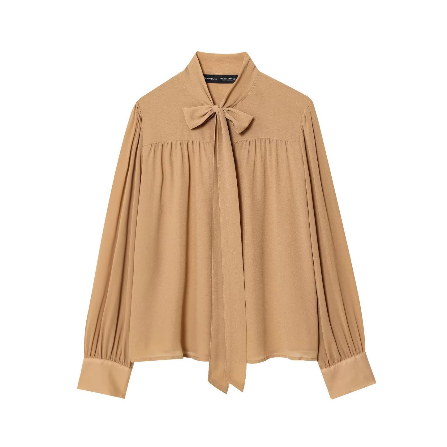 Bow collar chiffon top