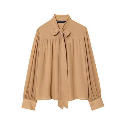 Bow collar chiffon top