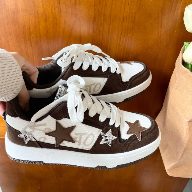 New ins port style niche trend sneakers retro Pentagram lovers versatile casual board shoes