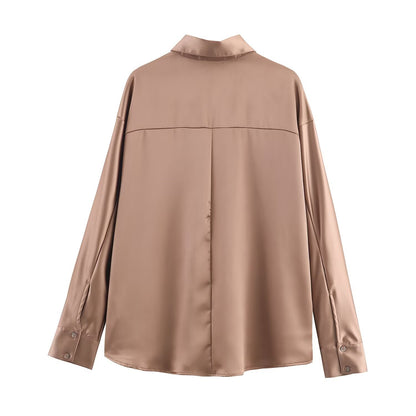 Casual silk textured off shoulder sleeve shirt