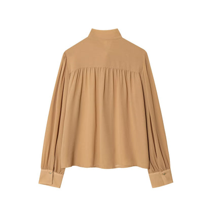 Bow collar chiffon top