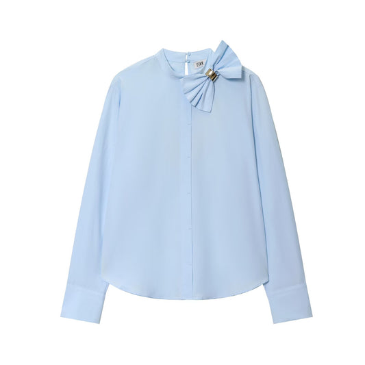 Street style bow decoration poplin shirt
