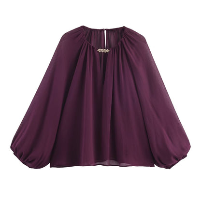 Translucent lantern sleeve shirt