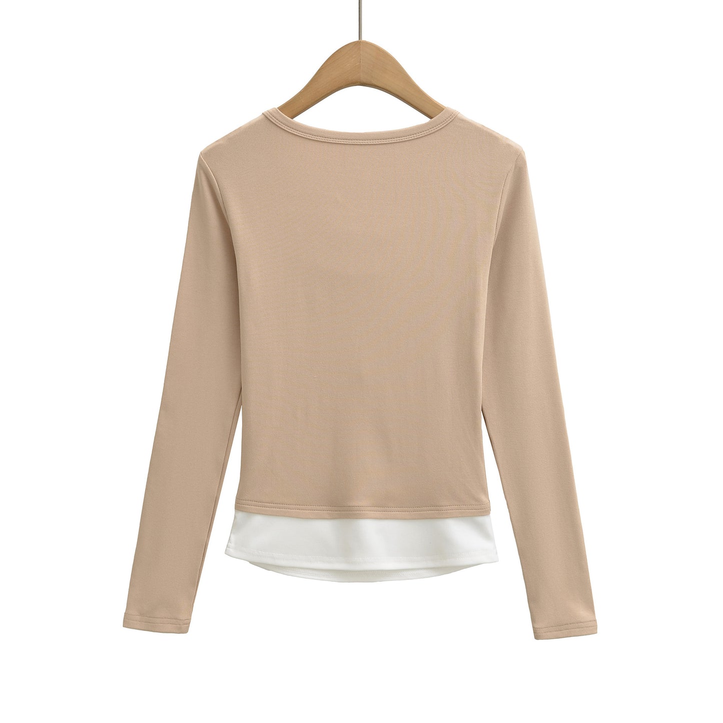 Splicing fake two piece sports long sleeved T-shirt