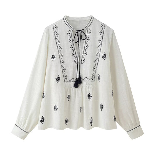 Embroidered long sleeved shirt