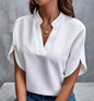 Casual Solid Color V-Neck Loose Shirt Top for Women