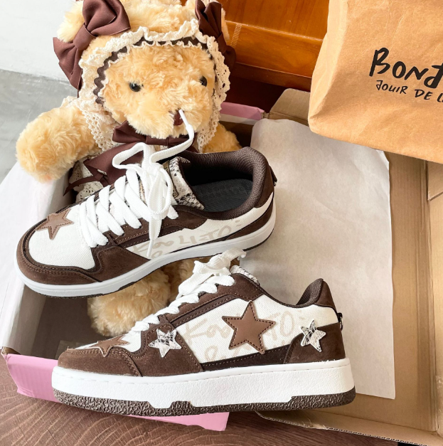 New ins port style niche trend sneakers retro Pentagram lovers versatile casual board shoes