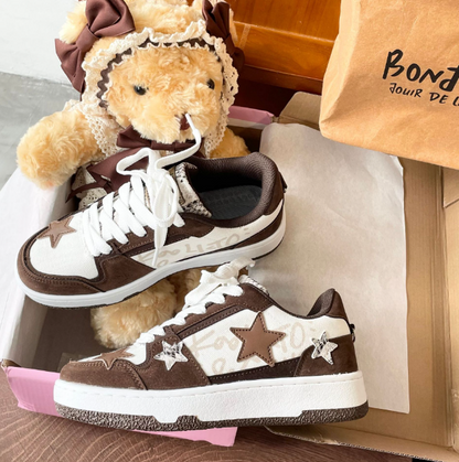 New ins port style niche trend sneakers retro Pentagram lovers versatile casual board shoes