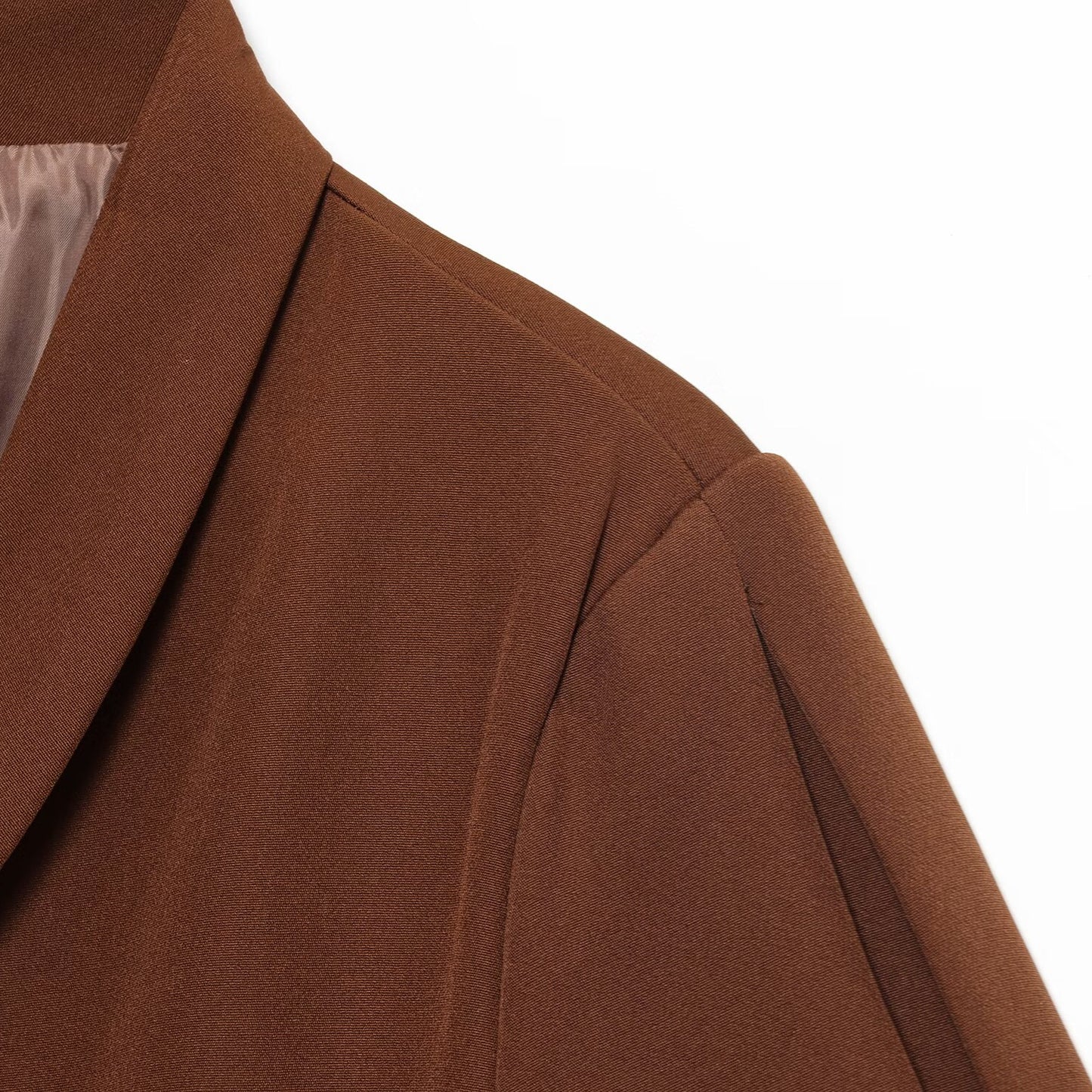 Commuting style suit style short sleeved waist cinched top