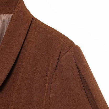 Commuting style suit style short sleeved waist cinched top