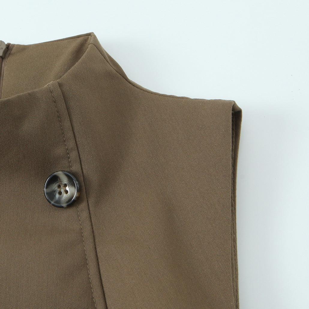 Street button sleeveless top for women's clothing